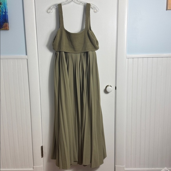 NWT Anthropologie Mare Mare Green Pleated Maxi Dress Olive Green Size XL - Picture 3 of 12